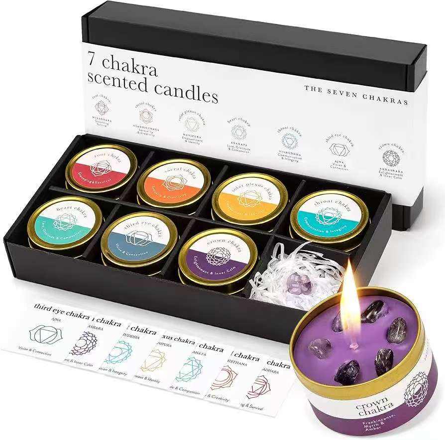 7 Chakra Healing Scented Candle Set With Krystal